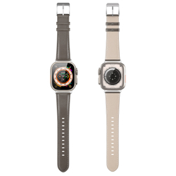 Ремешок из кожи серого цвета от Dux Ducis для смарт часов Apple Watch 42, 44, 45, 46, 49мм, серия YS Series