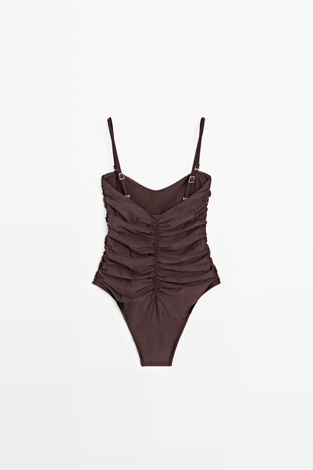 Massimo Dutti Купальник со сборками и блеском, коричневый