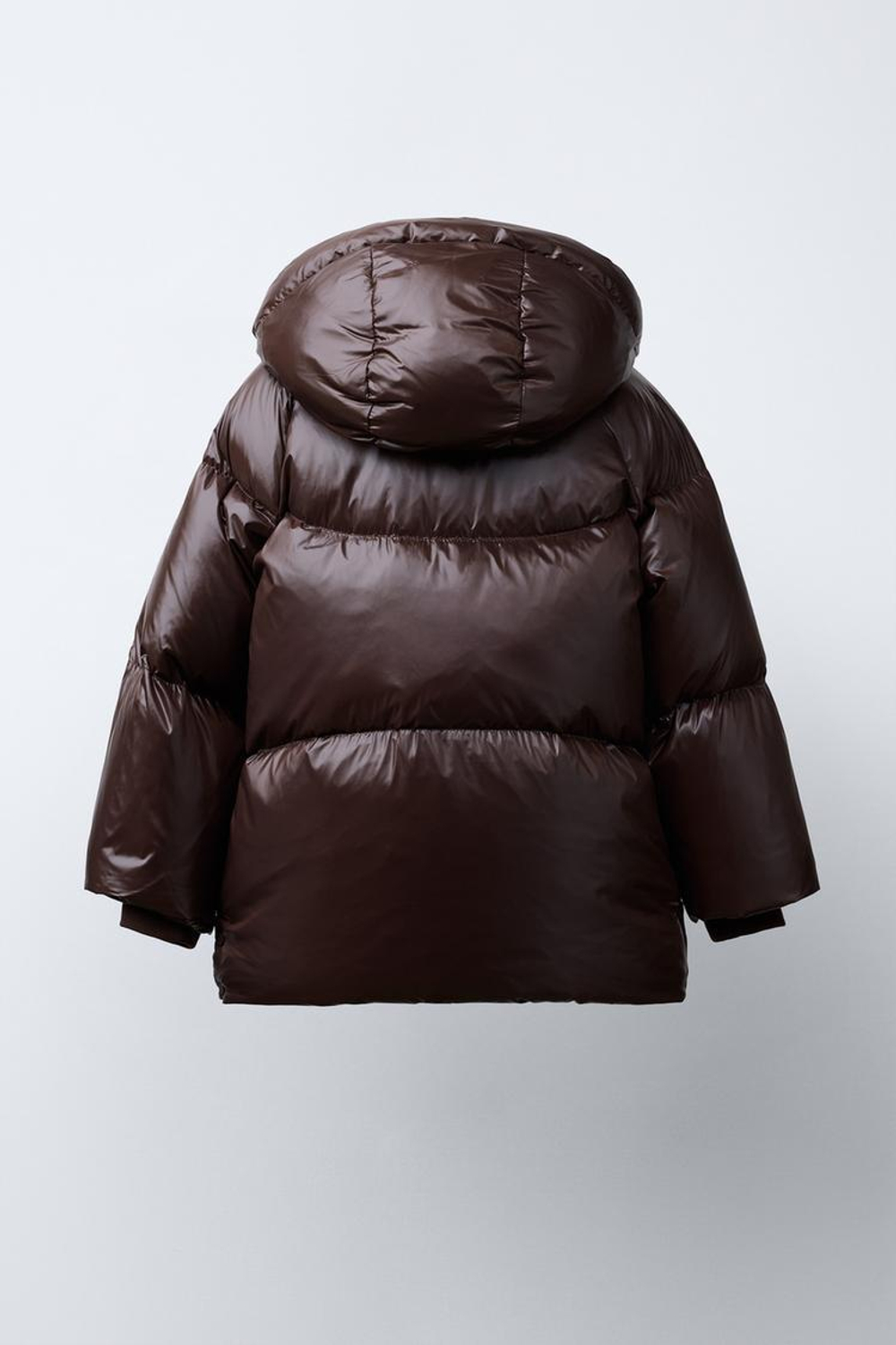 ZARA ПУХОВИК ИЗ ПЕРА И ПУХА WATER REPELLENT И WIND RESISTANT, ТЕМНО-КОРИЧНЕВЫЙ