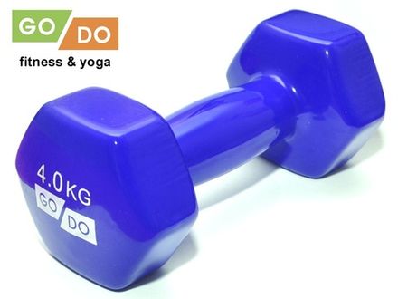 Гантель GO DO в виниловой оболочке. Вес 4  кг.  (Синий)