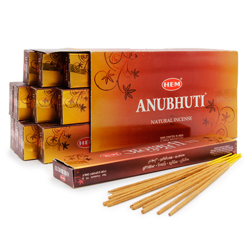 HEM Anubhuti natural Благовоние-масала Способность познавать (белый сандал и лотос), 15 г