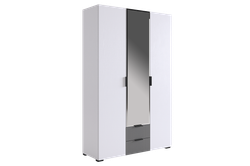 Шкаф трехдверный "Зефир" 109.02, (Белое дерево/Серый (эмаль))