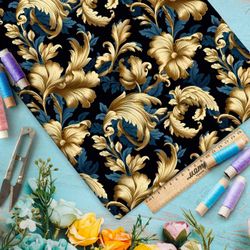 Ткань премиум интерлок золотые листья