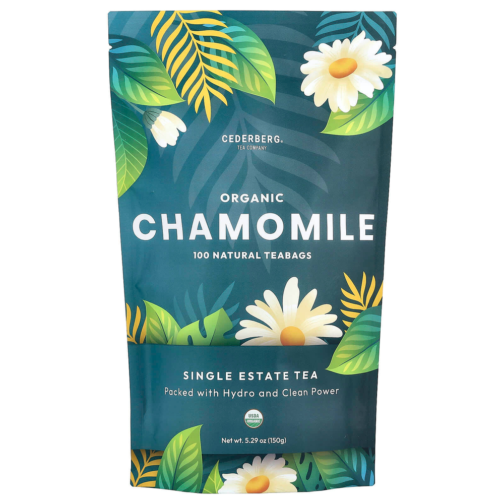 Cederberg Tea Co, Organic Chamomile, без кофеина, 100 натуральных чайных пакетиков, 150 г (5,29 унции)