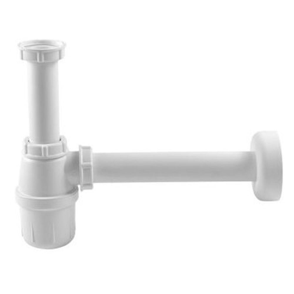 108694 Сифон Viega для раковины (пластик) с пристенной розеткой D=50 мм, 1 1/4х32, белый, подходит для смесителя с дон.клапаном