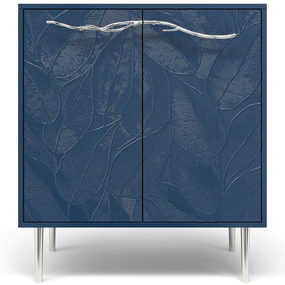 Комод Арт Колор leaves Стайл Сильвер с 2 полками Королевский синий
