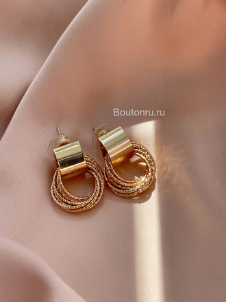 Серьги с кольцами золото