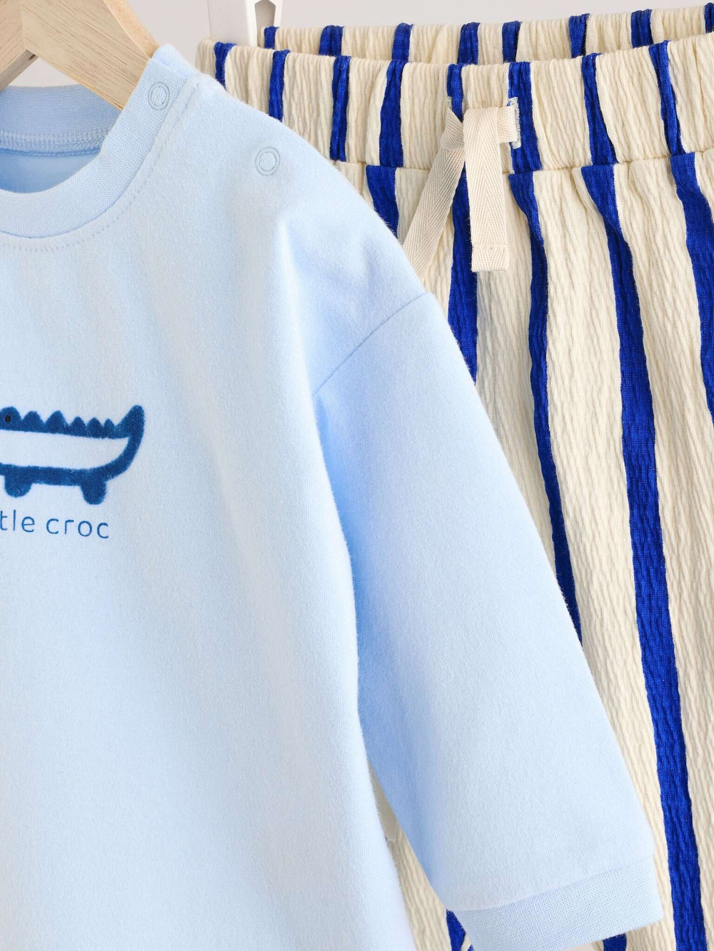 Лонгслив и брюки в комплекте для малышей Next E48-220, Бежевый, Голубой