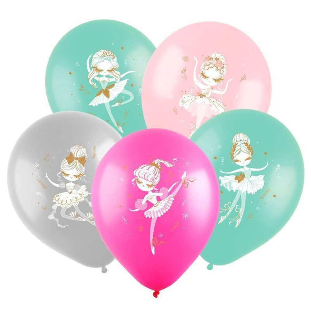 Воздушные шары Веселуха с рисунком Балерины, 100 шт. размер 12" #8122101
