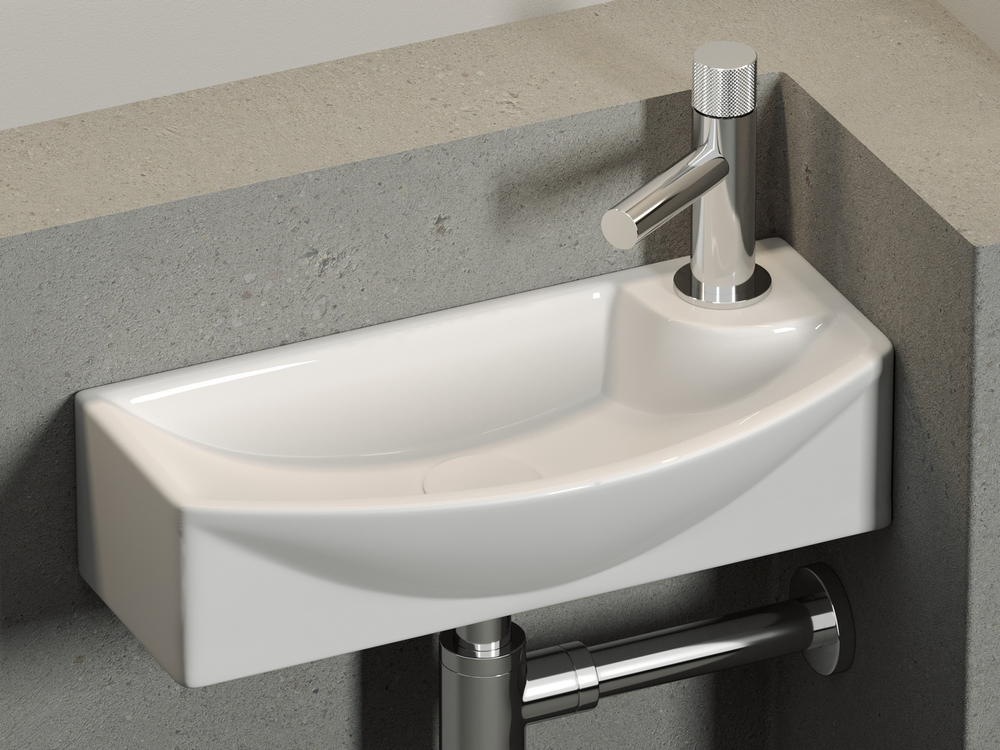 Умывальник подвесной прямоугольный с крепежом (чаша слева, отверстие под смеситель справа) Element 455x220x130мм