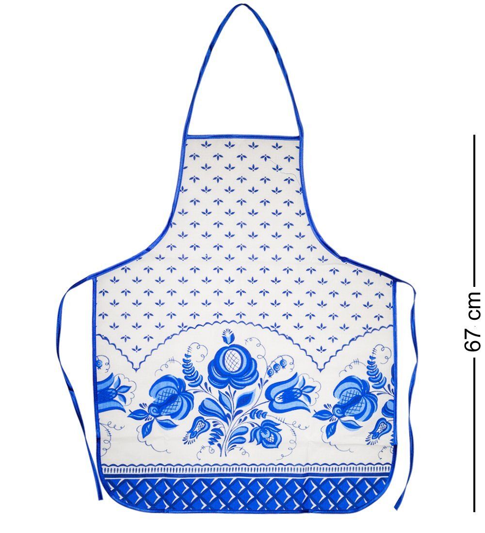 ТК-242 Набор 4 пр. «Фартук, рукавица, прихватка, полотенце» (лен, бело синий)