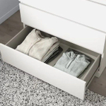 Комод 80х48х125, Марм, с 6 ящиками для вещей, игрушек, высокий, деревянный, без ручек в скандинавском стиле со скосами и органайзерами, белый