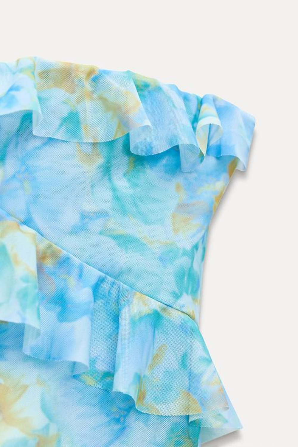 ZARA ТОП-БАНДО ИЗ ПОЛУПРОЗРАЧНОЙ ТКАНИ С ПРИНТОМ, ОТТЕНКИ СИНЕГО