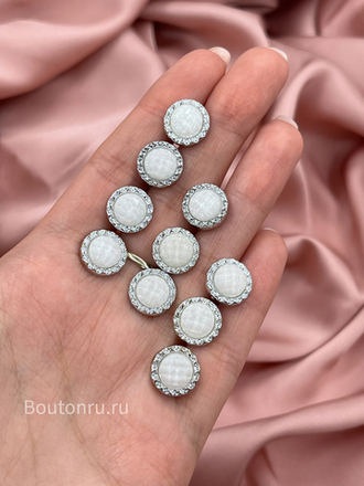 Пуговицы пластиковые серебристые рифленые луна перламутр