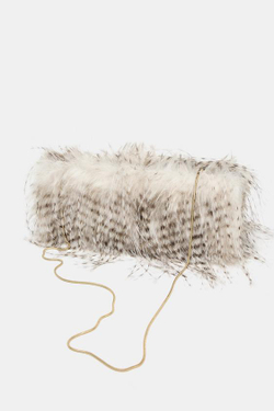 ZARA КЛАТЧ ИЗ ИСКУССТВЕННОГО МЕХА, СЕРЫЙ