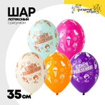 Шар латексный 35см С ДР! Мороженое (Ассорти)