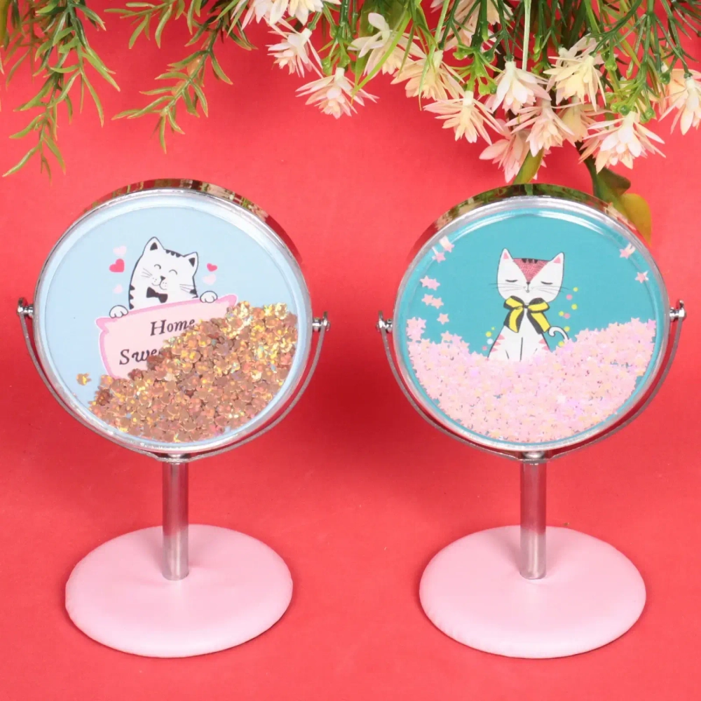 Зеркало настольное на ножке «Stylish image - Котик Пушок», круг, 8*14 см (картон. коробка)