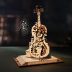 Волшебная виолончель Музыкальная шкатулка от ROKR - Деревянный конструктор, сборная механическая модель, 3D пазл