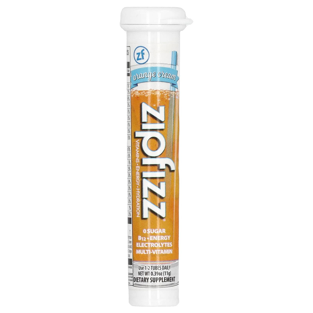 Zipfizz, Энергетическая смесь для здорового спорта с витамином B12, апельсиновый крем, 20 тюбиков по 11 г (0,39 унции)