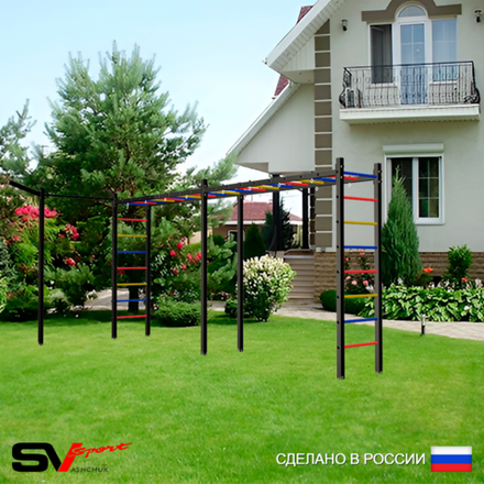 Уличная шведская стенка Sv Sport рукоход х 2 с комплектом турник прямой У50033 (Кронш бокс)
