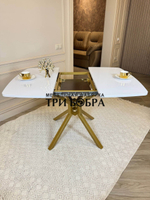 Кухонный раздвижной стол "Румба", белый глянец