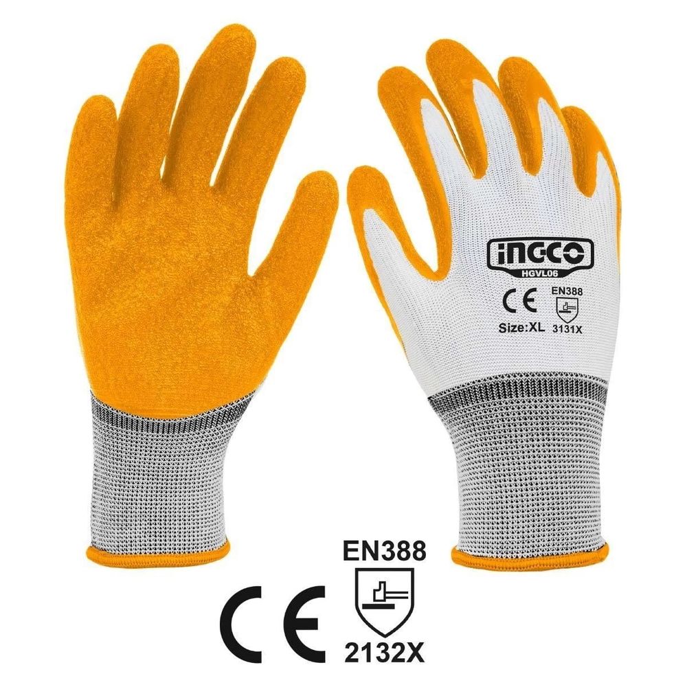 Перчатки латексные с манжетой INGCO HGVL06 XL