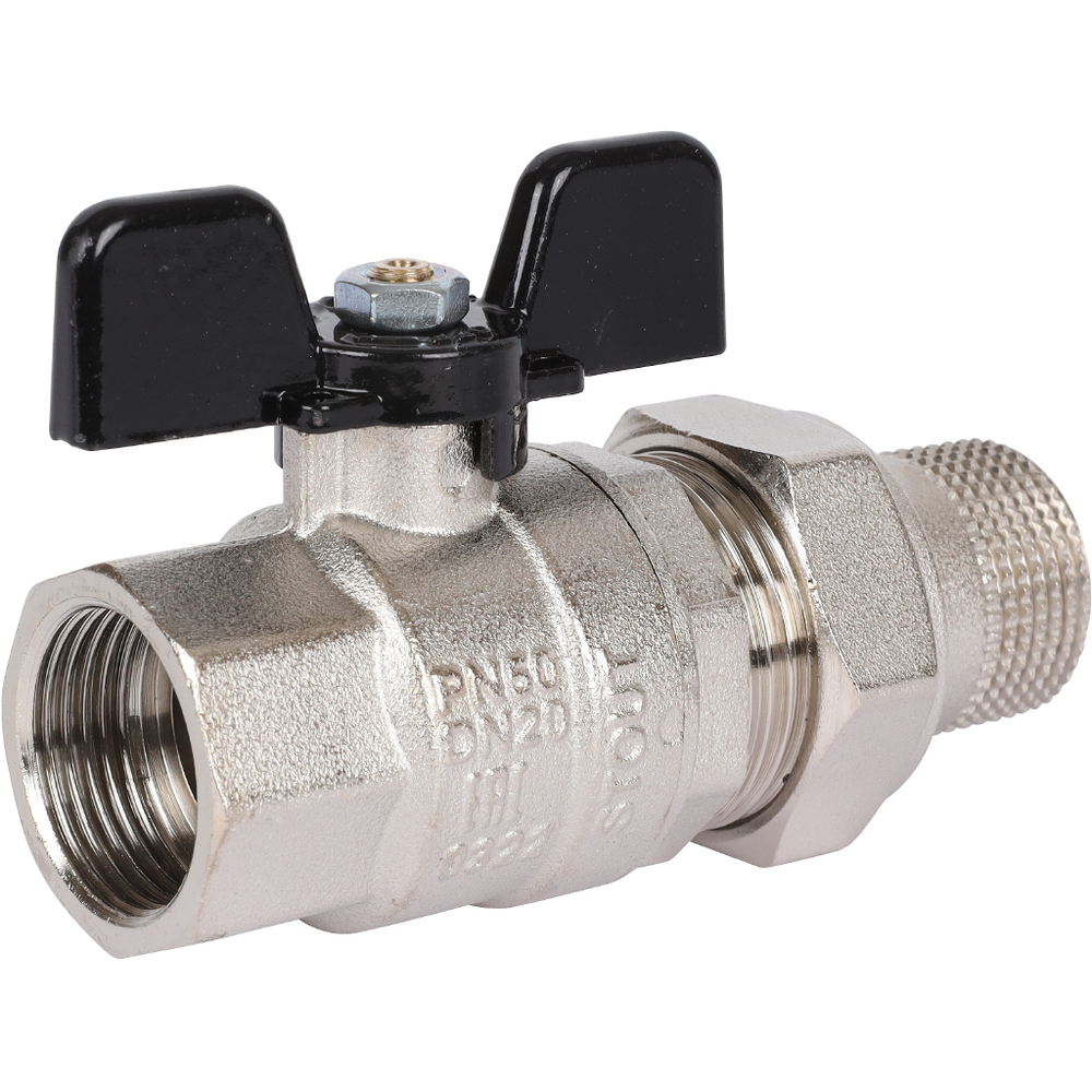 Кран шаровой STOUT полнопроходной 3/4" с американкой (бабочка)