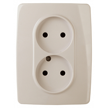Розетка ЭРА Серия 12 12-2107-02 двойная без заземления 2X2P 16A-250В IP20 слоновая кость