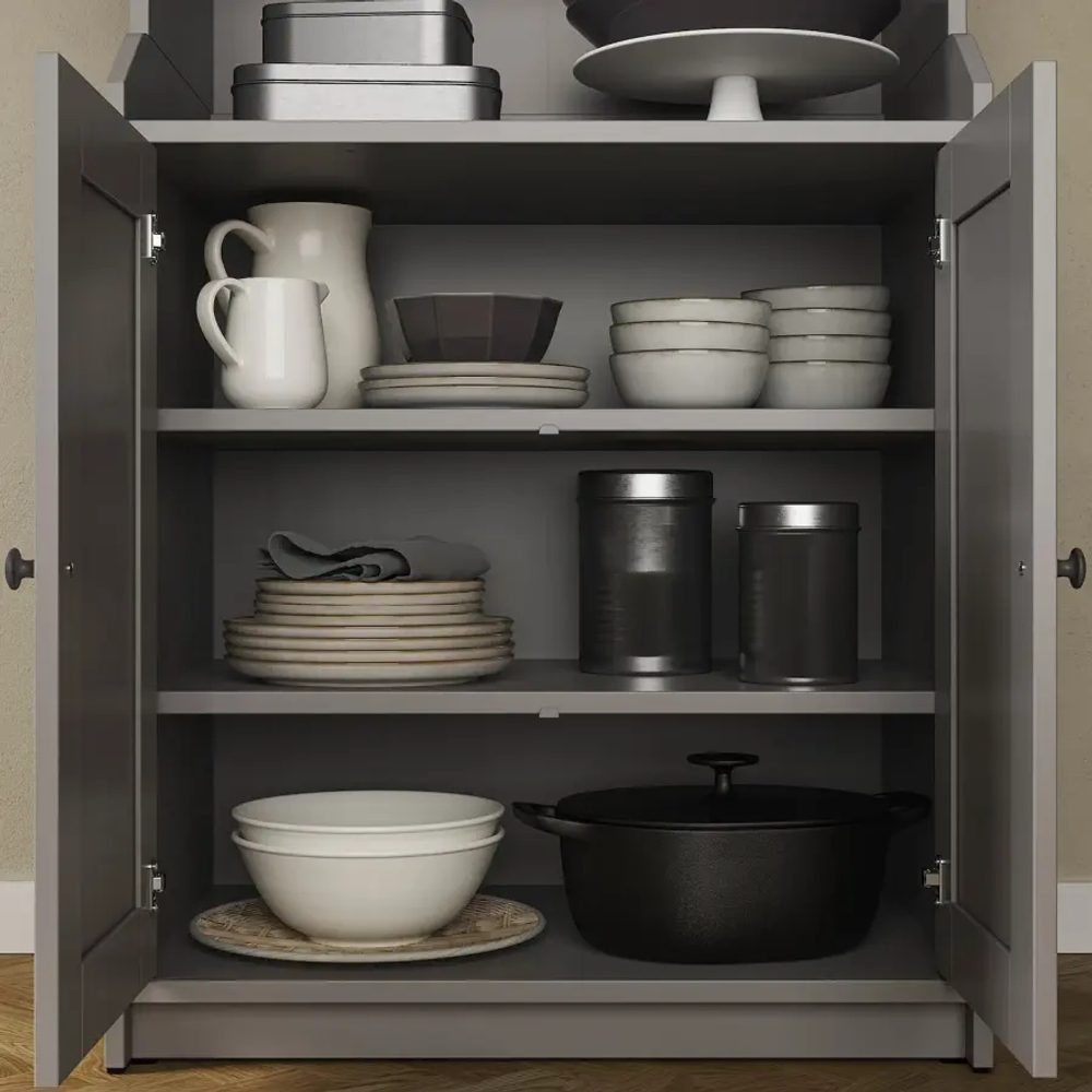 Шкаф - HAUGA IKEA/ХАУГА ИКЕА, 46х210х199 см, серый