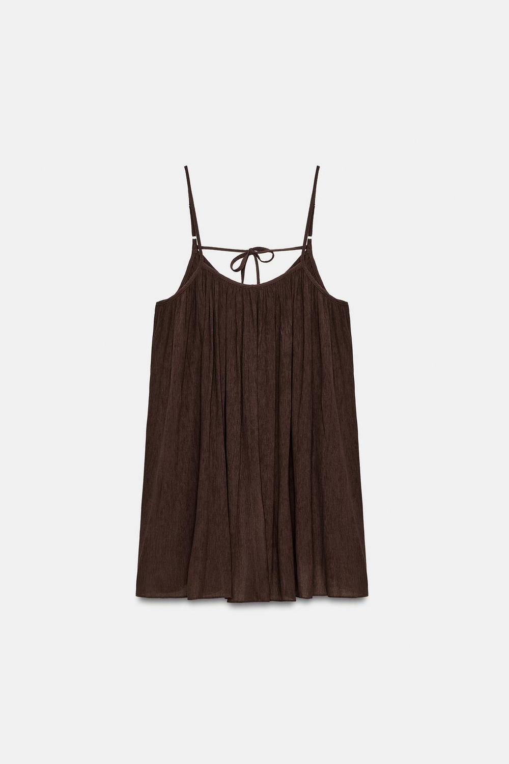 ZARA МИНИ-ПЛАТЬЕ ФАКТУРНОГО ОБЪЕМНОГО КРОЯ, ШОКОЛАДНЫЙ