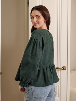 Блузка с баской с длинным рукавом