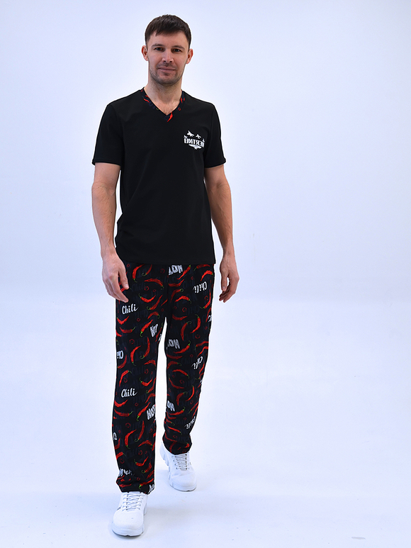 c-576 Домашний комплект мужской / брюки и футболка