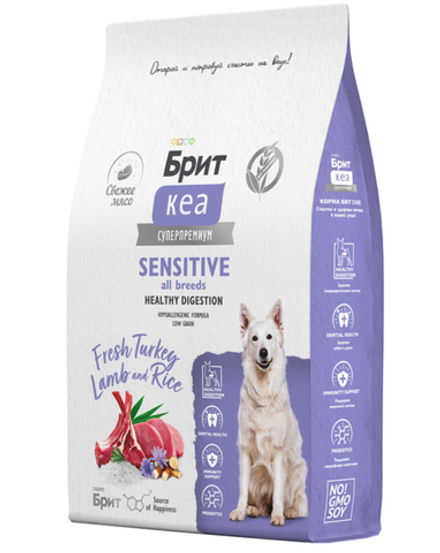 BRIT CARE, Сухой корм с инд и ягн д/соб.вс.пор. "Dog Adult Sensitive Healthy Digestion",12кг,5066476