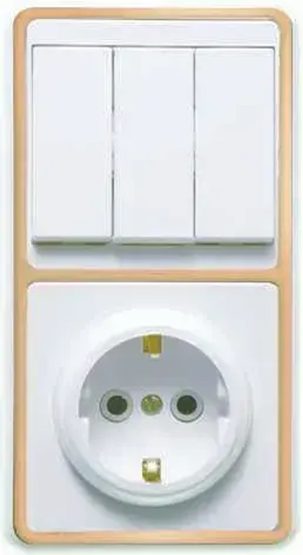 Блок скрытой установки выключатель трехклавишный + розетка с заземлением БКВР-033 Бэлла Кунцево, арт. 5844