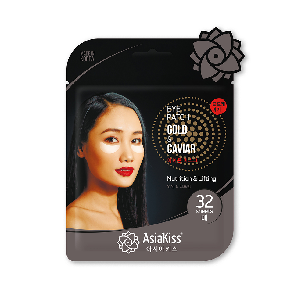 Патчи для глаз тканевые Золото И Экстракт Икры ASIAKISS Gold And Caviar Eye Zone Mask, 32 шт.х25 гр.