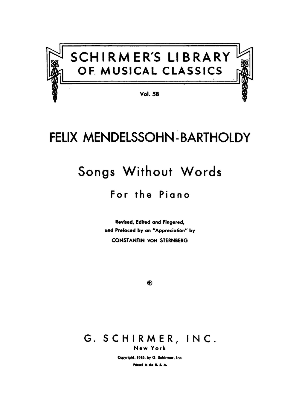 Songs without words: for the piano | Felix Mendelssohn-Bartholdy