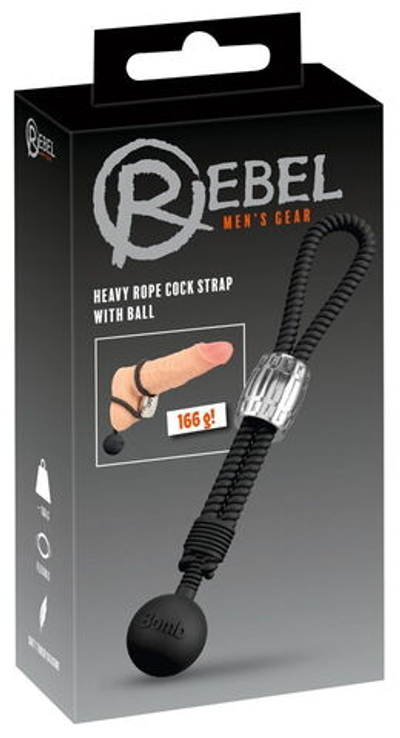 Черное эрекционное лассо с шариком-утяжелителем Heavy Rope (Цвет: черный)