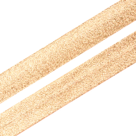 Косая бейка металлик, 20 мм, цвет 03, медный, 80% полиэстр, 20% люрекс