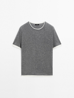 Massimo Dutti Трикотажная футболка с двухслойным эффектом, серый
