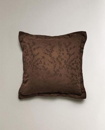 ZARA HOME НАВОЛОЧКА СМЕСОВОГО ХЛОПКА С УЗОРОМ, КОРИЧНЕВЫЙ
