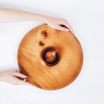 Блюдо с соусницей Art of Siberia для подачи шашлыка и закусок, из сибирского кедра, 33 см. T125