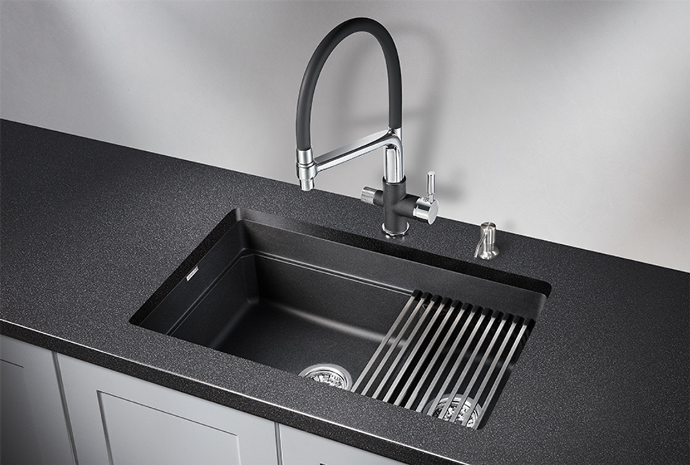 Granula KS-7304U, ЧЁРНЫЙ  кухонная мойка, кварц