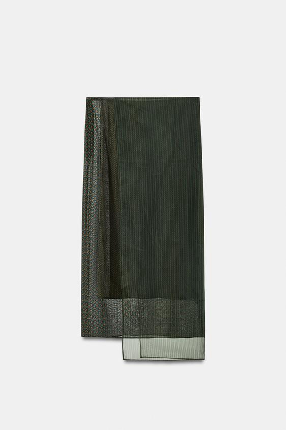 ZARA ЮБКА ПАРЕО ИЗ ВИСКОЗЫ 100%, ЗЕЛЕНЫЙ