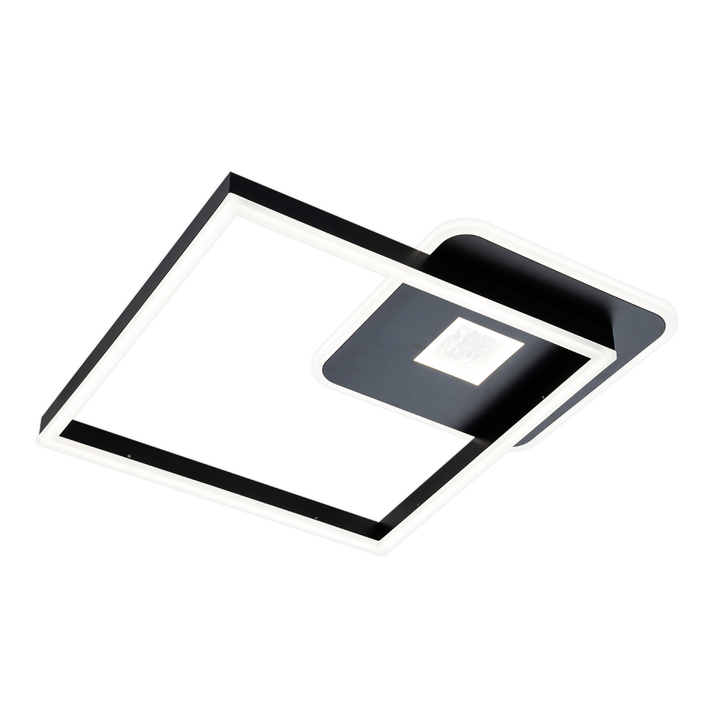 Потолочный светодиодный светильник с подсветкой 80Вт, 5620лм, 3000-6000K, Ra>80, плавная регулировка мощности, изменение цветовой температуры, ночник, пульт, металл/акрил, черный/белый