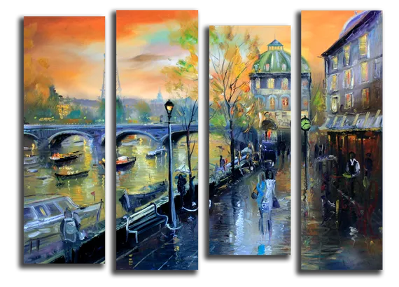 Модульная картина "Улица Парижа"