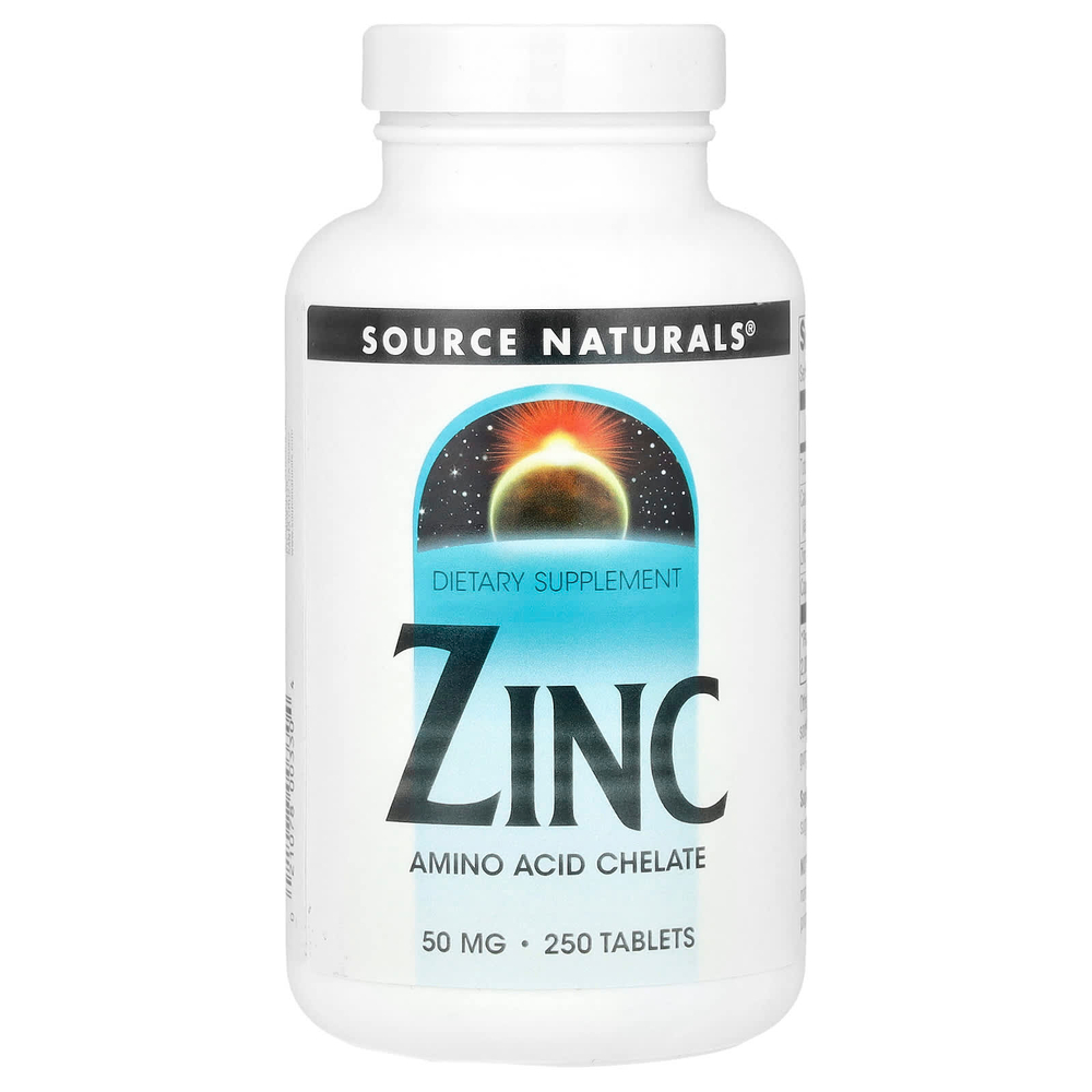 Source Naturals, цинк, 50 мг, 250 таблеток