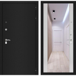 Дверь Входная Лабиринт CLASSIC шагрень черная С зеркалом Максимум Сандал белый