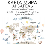 Стикеры КАРТА МИРА АКВАРЕЛЬ английская версия