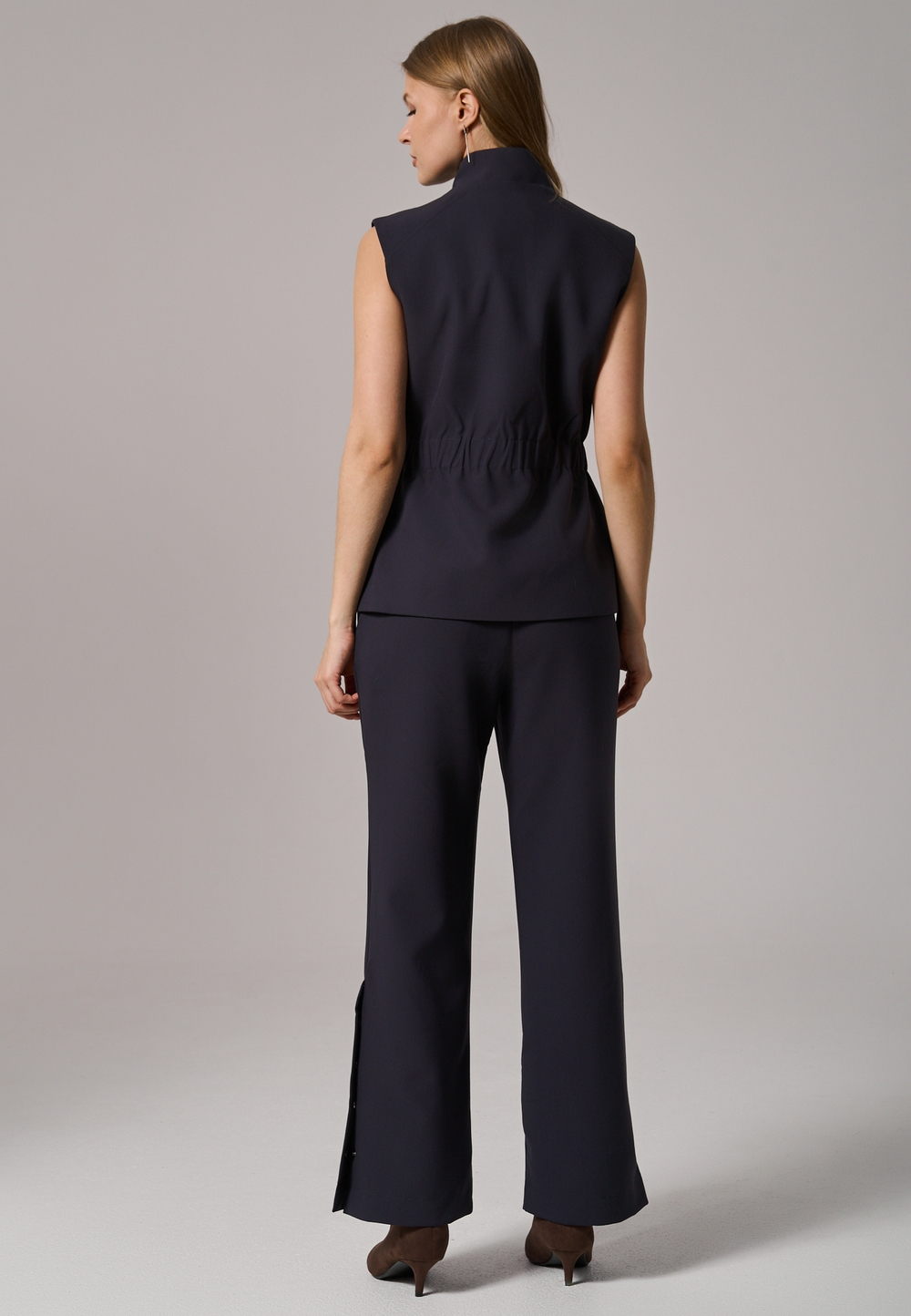 Брюки прямые с кнопками синие