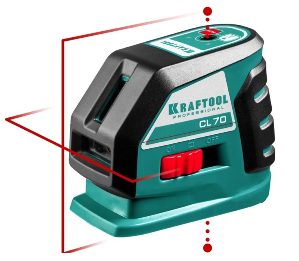 KRAFTOOL CL-70 #4 нивелир лазерный , 20м/70м, IP54, точн. +/-0,2 мм/м, детектор, питание 4хАА